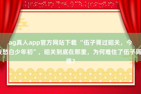 ag真人app官方网站下载 “伍子胥过昭关，今夜愁白少年初”，昭关到底在那里，为何难住了伍子胥？