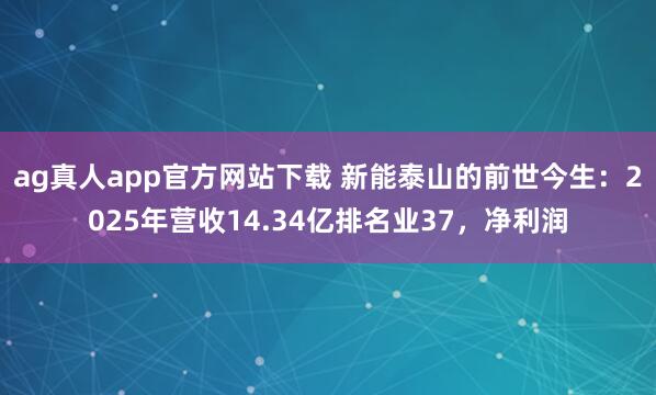 ag真人app官方网站下载 新能泰山的前世今生：2025年营收14.34亿排名业37，净利润