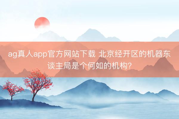 ag真人app官方网站下载 北京经开区的机器东谈主局是个何如的机构？